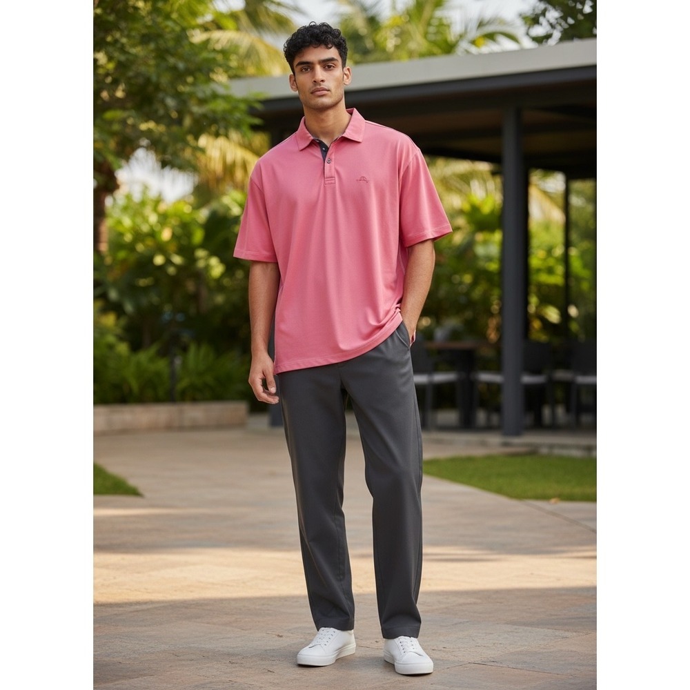 Tommy Bahama Mens Pink Tencel Modal Blend Polo Shirt Short Sleeve Size M - Picture 1 of 8